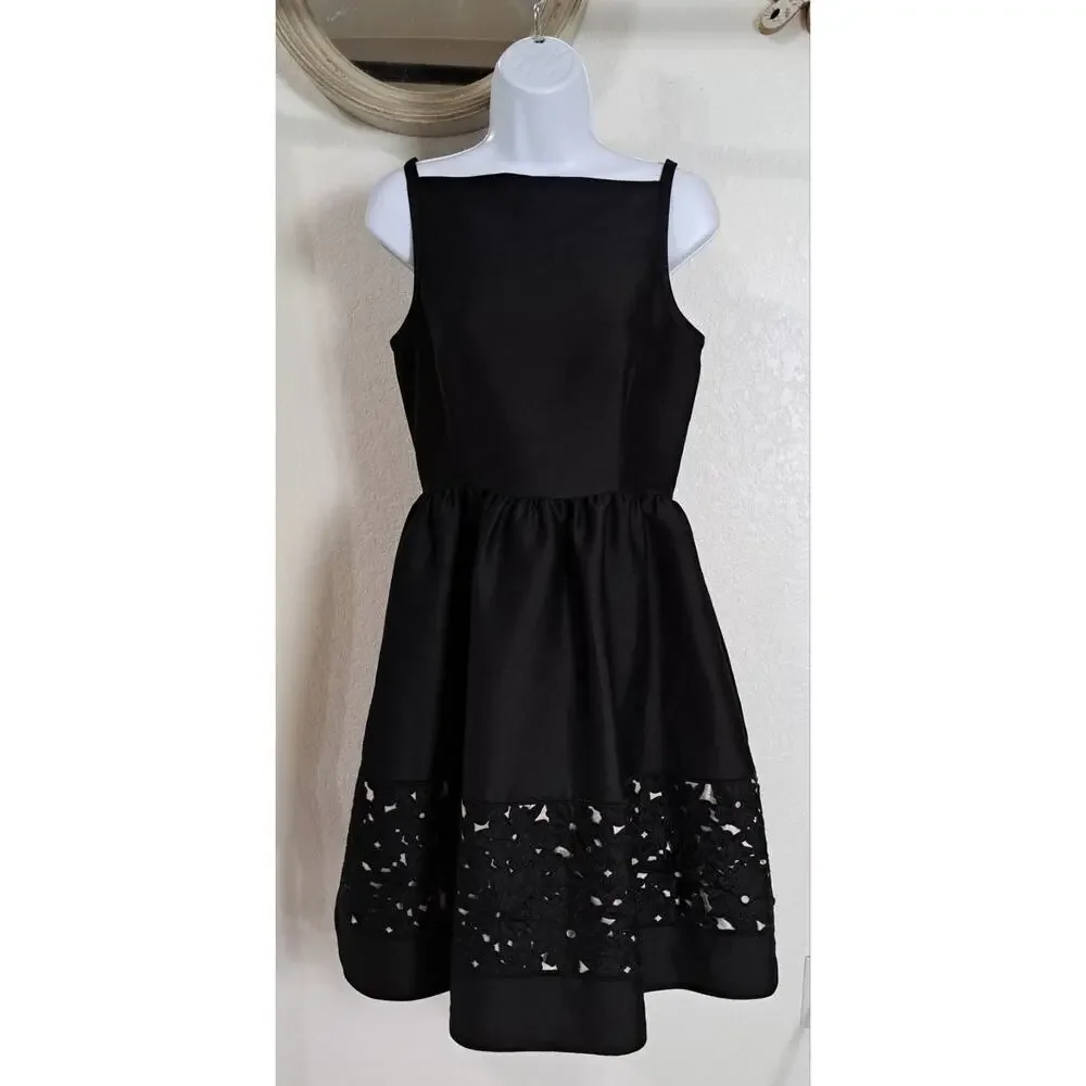 Kate Spade Lace Cutout Panel Fit & Flare Dress Baja Bound Black 4 Cocktail Event - Picture 3 of 7